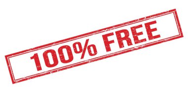 % 100 özgür kırmızı grungy dikdörtgen mühür işareti.