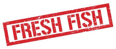 FRESH FISH Kırmızı grungy dikdörtgen mühür işareti.