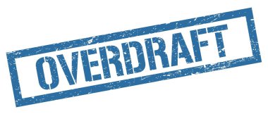 OVERDRAFT mavi grungy dikdörtgen mühür işareti.