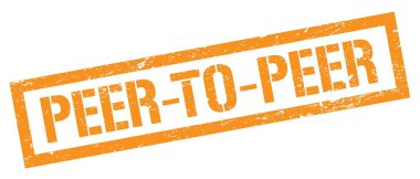 Peer-to-peer turuncu grungy dikdörtgen mühür işareti.
