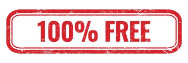% 100 özgür kırmızı grungy dikdörtgen mühür işareti.