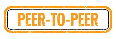 Peer-to-peer turuncu grungy dikdörtgen mühür işareti.