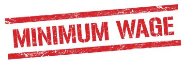MINIMUM WAGE Kırmızı grungy çizgileri damgası.