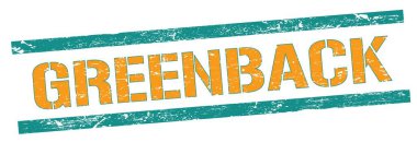 Yeşil sırtlı metin mavi turuncu grungy çizgileri damgası.