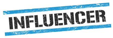 Siyah mavi grungy satır işareti üzerinde INFUENCER metin.