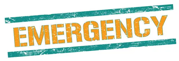 Emergency Text Auf Blau Orangefarbenen Grungy Lines Stempelschild — Stockfoto