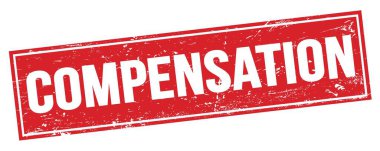 Kırmızı grungy dikdörtgen damga işareti üzerinde COMPENSATION metin.