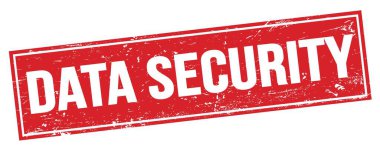 Kırmızı grungy dikdörtgen damgalı DATA GÜVENLİK metni.