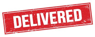Kırmızı grungy dikdörtgen damga işareti üzerinde DELIVERED metin.