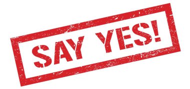 Evet de! kırmızı grungy dikdörtgen pul işareti.