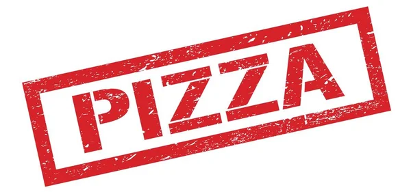 Pizza Red Grungy Square Stamp Sign — 스톡 사진