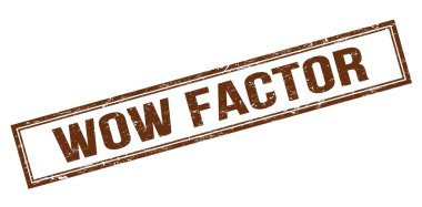 WOW FACTOR kahverengi grungy dikdörtgen damgası işareti.
