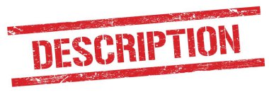 DESCRIPTION kırmızı grungy satır damgası işareti.