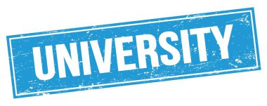 Mavi grungy dikdörtgen damga işareti üzerine ÜNİVERSITY metin.