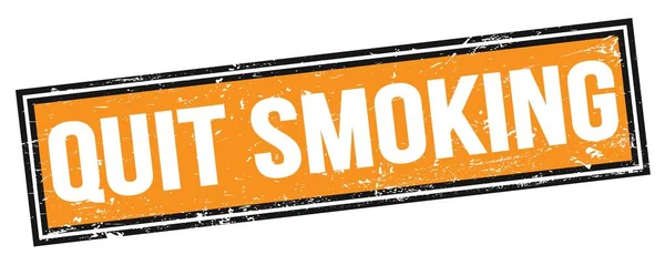 Quit Smoking Tekst Oranje Zwarte Grungy Rechthoek Stempel Teken — Stockfoto