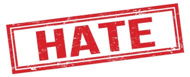 Kırmızı grungy dikdörtgen pul işaretinden nefret et.