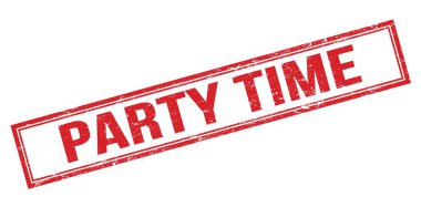 Parti Zamanı: Kırmızı çirkin dikdörtgen damga işareti.