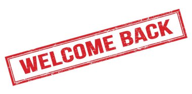 Tekrar hoş geldin kırmızı çirkin dikdörtgen damga işareti.