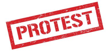 PROTEST kırmızı grungy dikdörtgen mühür işareti.