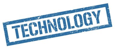 TECHNOLOGY mavi grungy dikdörtgen pul işareti.