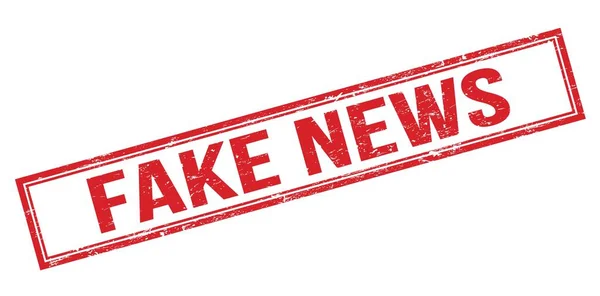 Fake News Red Grungy Rectangle Stamp Sign — ストック写真