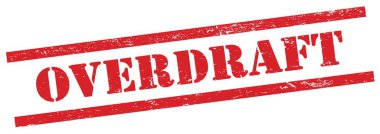Kırmızı grungy dikdörtgen damgalı OVERDRAFT metin.