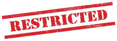 Kırmızı grungy dikdörtgen damgalı RESTRICTED metin.