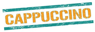Mavi turuncu grungy satır işareti üzerinde CapPPUCCINO metin.