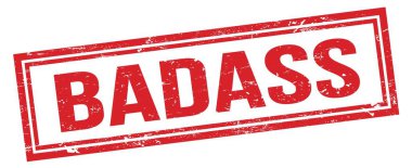 BADASS kırmızı kirli dikdörtgen mühür işareti.