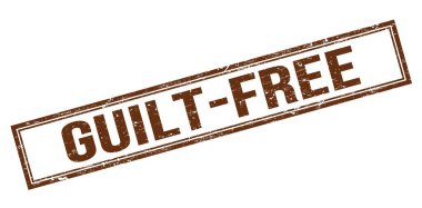 GUILT-FREE kahverengi grungy dikdörtgen mühür işareti.