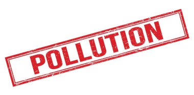 POLUTION kırmızı grungy dikdörtgen mühür işareti.