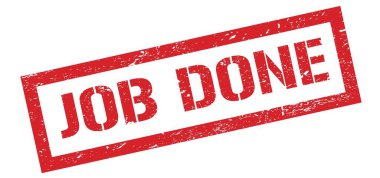 Görev tamamlandı. Kırmızı çirkin dikdörtgen damga işareti..