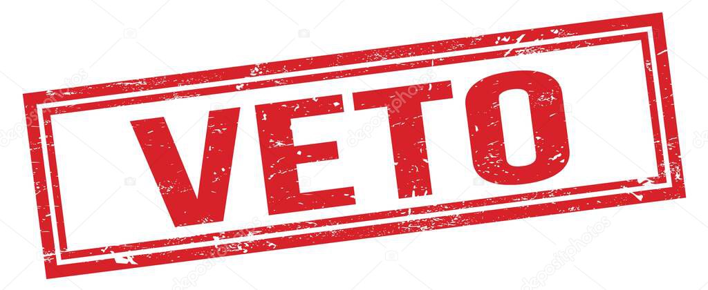 VETO red grungy rectangle stamp sign.