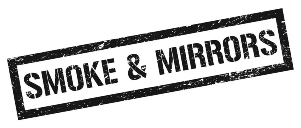 Smoke Mirrors Černá Grungy Obdélníkové Razítko — Stock fotografie