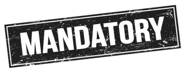 Siyah grungy dikdörtgen damga işareti üzerinde MANDATORY metin.