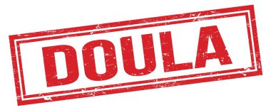 DOULA kırmızı grungy dikdörtgen pul işareti.