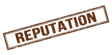 REPUTATION Kahverengi grungy dikdörtgen mühür işareti.