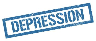 Depresyon mavi grungy dikdörtgen mühür işareti.