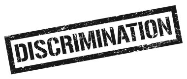 DISCRIMINATION Siyah grungy dikdörtgen mühür işareti.