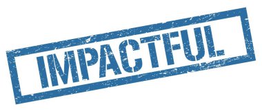 IMPACTFUL mavi grungy dikdörtgen pul işareti.