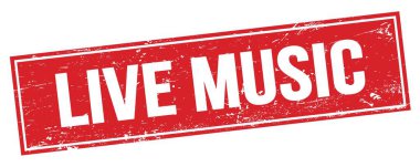 Kırmızı grungy dikdörtgen işareti üzerinde LIVE MÜZİK metin.