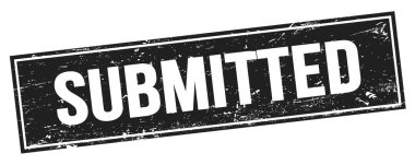 Siyah grungy dikdörtgen damga işareti üzerine SUBMITTED metni.