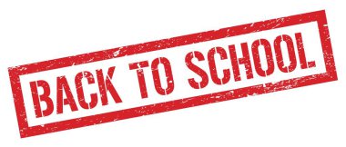 Okula Dönüş Kırmızı Pis Dikdörtgen Pul İşareti.