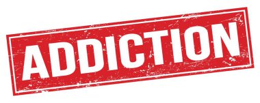 Kırmızı grungy dikdörtgen damga işareti üzerinde ADDICTION metin.