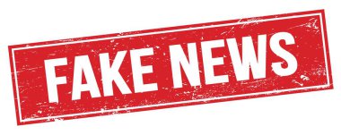 Kırmızı grungy dikdörtgen damga işareti üzerinde Sahte Haber metni.