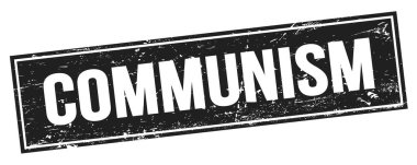 Siyah grungy dikdörtgen damga işareti üzerine COMUNISM metni.