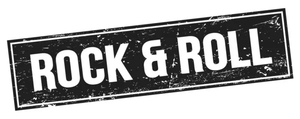 Rock Roll Szöveg Fekete Grungy Téglalap Bélyegző Táblán — Stock Fotó