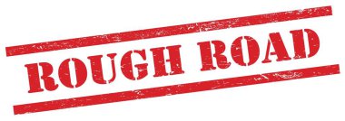 Kırmızı grungy dikdörtgen damgalı kaba yol metni.