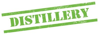 Yeşil grungy dikdörtgen damgası üzerinde diSTILLERY metin.