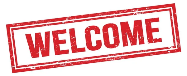 Welcome Red Grungy Rectangle Stamp Sign — Stock Photo, Image